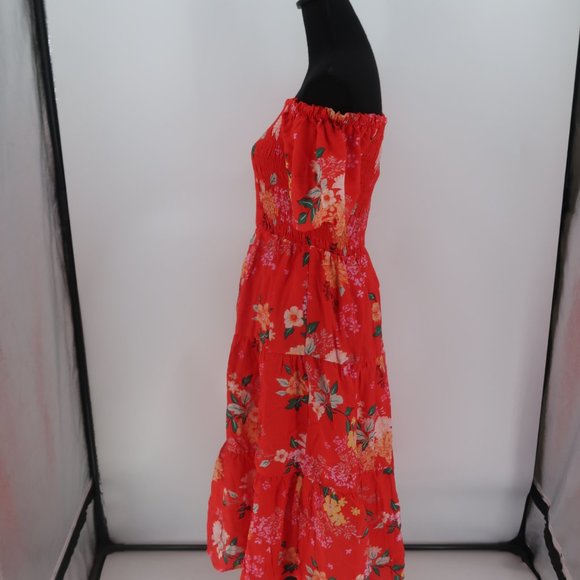 Skies are Blue Women's Fleur Print Off Shoulder Midi Dress Size Small NWT - Picture 13 of 16